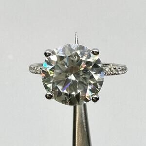 Moissanite Diamond Ring 3 Ct Engagement Wedding Round Cut Solitaire GRA Size 8